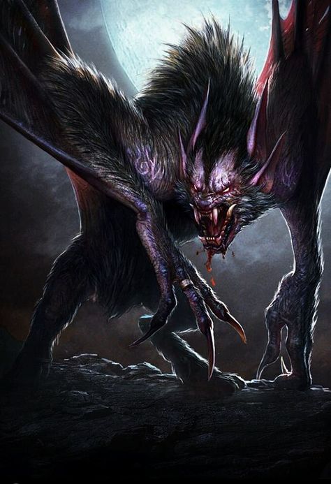 Werebat Creature Fantasy, Dark Creatures, Beast Creature, Werewolf Art, Vampires And Werewolves, Creature Artwork, Vampire Art, Fantasy Beasts, 다크 판타지