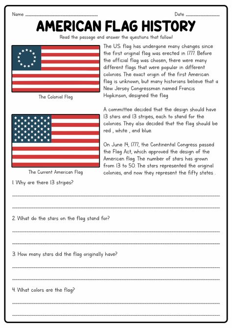 Third Grade History Worksheets, 3rd Science Worksheet, 2nd Grade American History, History 2nd Grade, Usa Flag Printable, Homeschool Activities 5th Grade, Us Geography Homeschool Free Printables, Us History Worksheets, 5th Grade Curriculum Homeschool