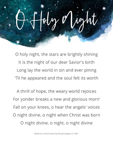 1 of 2 wall art with lyrics excerpts from popular Christmas carols "O Holy Night" & "Silent Night". Check here for similar items - https://www.etsy.com/sg-en/shop/VeritasDesignStudio?section_id=40261375 O Holy Night Lyrics, Silent Night Lyrics, Christmas Carols For Kids, Christmas Carols Lyrics, School Traditions, Night Lyrics, French Poems, Christmas Songs Lyrics, Nights Lyrics