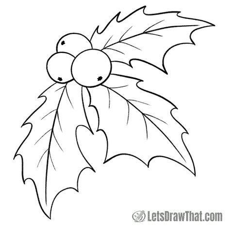 Draw Holly Leaves, Easy Santa Drawing, Snowflake Making, Easy Christmas Drawings, Xmas Drawing, Christmas Sketch, Candle Drawing, Holly Leaves And Berries, Christmas Leaves