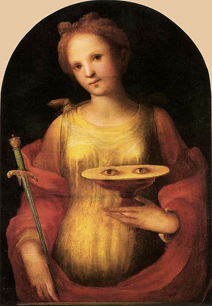 Saint Lucia carrying her own eyeballs on a platter St Lucy, Saint Agatha, Panna Marie, Saint Lucy, Dan Brown, Religious Images, Santa Lucia, Prayer Cards, Patron Saints