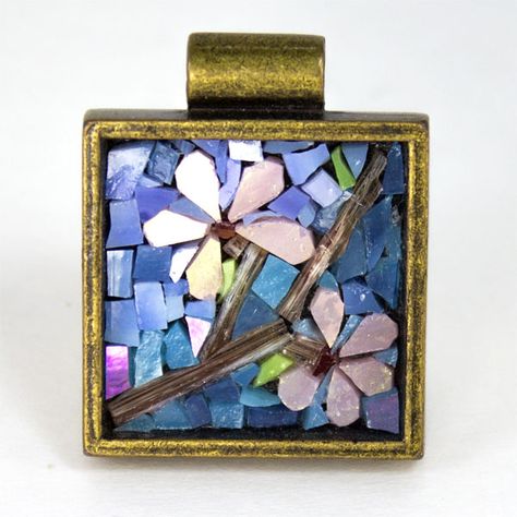 Recycled Glass Tile, Paper Mosaic, Micro Mosaic Jewelry, Mosaic Jewelry, Mosaic Tile Art, Mosaic Supplies, Stained Glass Jewelry, Mosaic Pictures, Mixed Media Jewelry