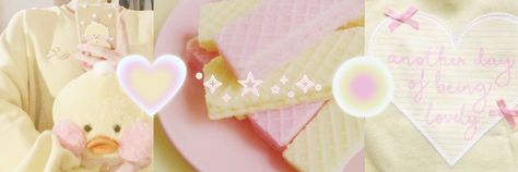 Pastel Kawaii Aesthetic, Pink Twitter, Yellow Aesthetic Pastel, Cute Twitter Headers, Pastel Kawaii, Yellow Soft, Food Banner, Twitter Header Aesthetic, Cute Banners