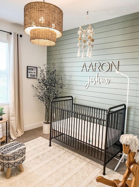 Olive Themed Nursery, Nursery With Olive Tree, Nursery Olive Tree, Olive Tree In Nursery, Olive Nursery Ideas, Olive Nursery Boy, Nursery Focal Wall, Nursery Olive Green, Leo Nursery