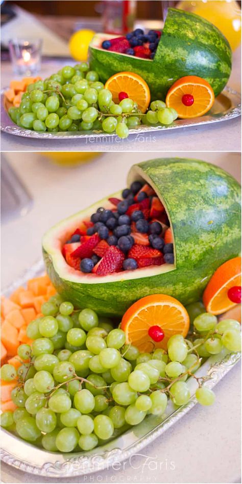 Watermelon Baby Carriage, Lime Glaze, Lime Fruit, Watermelon Baby, Honey Lime, Fruit Salad Recipes, Baby Carriage, Fresh Strawberries, Baby Shower Food