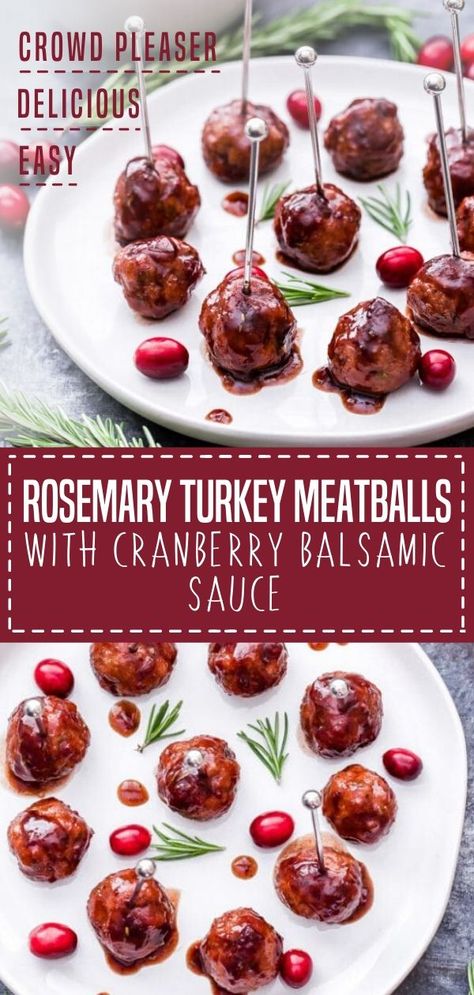 Balsamic Meatballs, Christmas Meatballs, Meatballs Appetizer, Rosemary Turkey, Balsamic Sauce, Best Meatballs, Appetizer Meatballs, Appetizers For A Crowd, Meat Appetizers