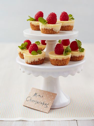 These miniature cheesecakes are the perfect base for a variety of toppings; anything from fresh farmer's market berries to whipped cream and crumbled cookies will work. Get the Mix and Match Mini Cheesecakes recipe. Mini Cheesecakes Recipe, Miniature Cheesecakes, Easter Cake Easy, Bake Sale Treats, Mothers Day Desserts, Mini Cheesecake Recipes, Valentines Day Desserts, Valentine's Day Recipes, Mini Cheesecakes