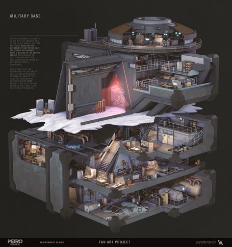 Futuristic Base Concept Art, Military Base Art, Underground Base Concept Art, Futuristic Military Base, Military Base Aesthetic, Sci Fi Military Base, Military Base Concept Art, Military Concept Art, Apocalypse Base