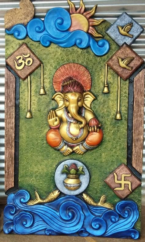 Clay Murals, Lipan Art, 3d Relief Art, 3d Murals, Mural Art Design, Clay Painting, Ganesh Art Paintings, Name Plate Design, Boho Art Drawings