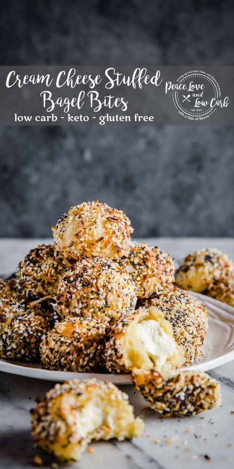 Everything Bagel Bites, Keto Bakes, Keto Burrito, Keto Bagel, Peace Love And Low Carb, Low Carb Bagels, Keto Appetizers, Bagel Bites, Keto Bagels