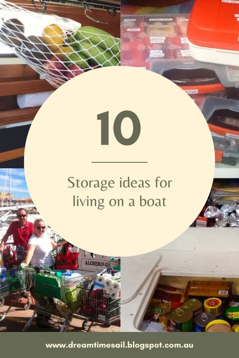 Yacht Organization Ideas, Narrowboat Kitchen Storage, Sailboat Living Hacks, Boat Tool Storage, Houseboat Storage Ideas, Boat Space Saving Ideas, Narrow Boat Storage Ideas, Houseboat Storage, Catamaran Interior Decor