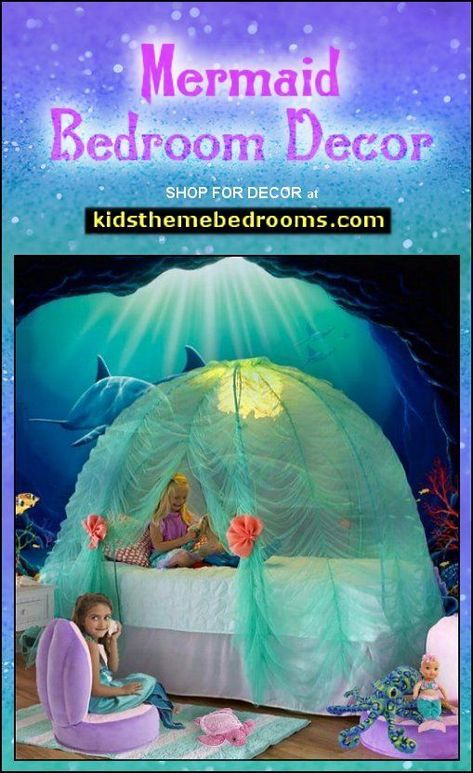 Mermaid Bedroom Decor, Little Mermaid Bedroom, Girls Room Mermaid, Mermaid Girls Room, Mermaid Decor Bedroom, Underwater Bedroom, Sea Bedrooms, Aesthetic Mermaid, Mermaid Room Decor