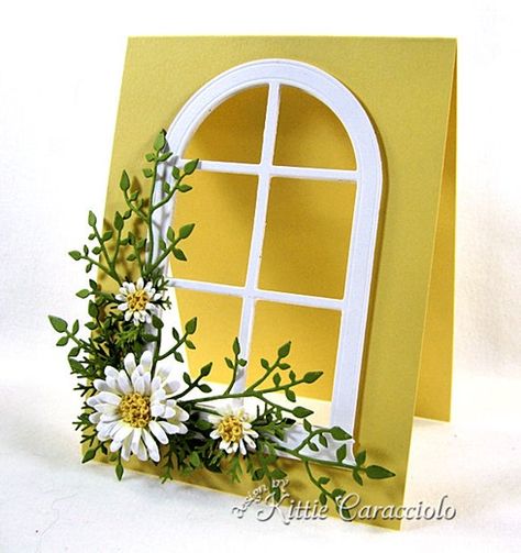 Good Tuesday morning.  I have a clean and simple see thru window project to share with you today.   I made a few of these open Christmas window cards this past holiday season and arranged them with holly, pine and poinsettias loaded with sugary glitter.  I thought it would be pretty to make a spring design […] Doris Designs, Sue Williams, Spring Window, Impression Obsession, Window Cards, Frame Card, Handmade Greetings, Memory Box, Floral Cards