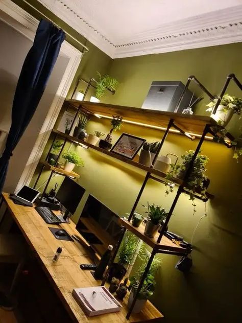 45+ Home Office Ideas That Will Inspire Productivity - HubPages Industrial Home Offices, Best Home Office, Office Desk Designs, Noi That, Home Studio Setup, Home Office Decoration, Casa Vintage, Bedroom Setup, Home Office Ideas