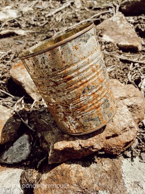 Do you like rusty, crusty vintage looking pieces? What if you have something new but want it to look old.How to Rust Metal Faster is a tutorial that will allow you to rust tin cans or any metal piece with just 3 household ingredients. You can turn a new metal piece into a vintage inspired treasure quickly.I had a couple of tin cans that I had left outside and they rusted naturally over a period of time.When I saw how cool they looked, I decided I’d like to have more rusty tin cans so I… How To Rust Galvanized Metal, How To Make Metal, Metal Trash Cans, Barn Tin, Old Bucket, Faux Rust, Rusty Tin, Glitter Glasses, Fall Decor Inspiration