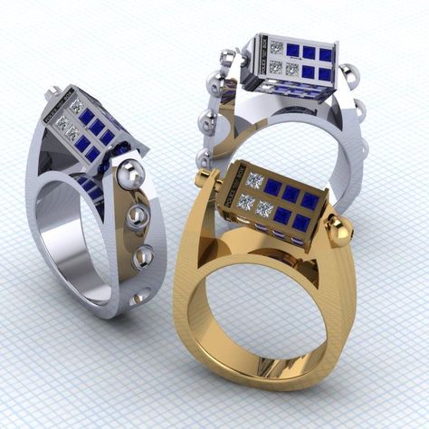 DOCTOR WHO Inspired Spinning TARDIS Rings — GeekTyrant Tardis Ring, Doctor Who Ring, Sci Fi Jewelry, Hardware Fashion, Spin Doctors, Geek Jewelry, Bold Rings, Torchwood, Steampunk Jewelry