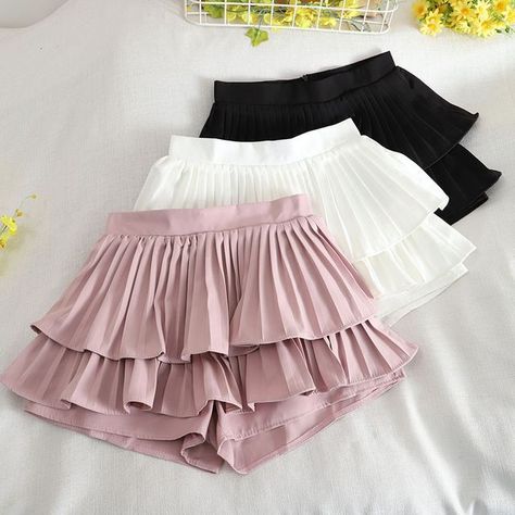 Kawaii Swimsuit, Dark Academia Clothing, Ruffled Mini Skirt, Aesthetic Dark Academia, Chiffon Shorts, Cottagecore Fashion, Ruffle Mini Skirt, Kawaii Dress, Maid Dress