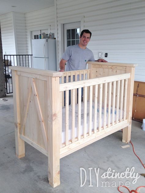 DIY Crib | DiystinctlyMade.com Crib Woodworking Plans, Baby Crib Diy, Baby Nursery Diy, Diy Crib, Diy Baby Furniture, Diy Nursery, Baby Cot, Baby Diy, Baby Bedroom