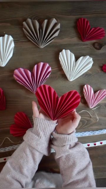 Hobbycraft on Instagram: "💖 Valentine’s DIY paper hearts 💖⁠ ⁠ Recreate these easy to make paper heart decorations by the fabulous @our.familyfables for your Valentine’s crafting. Why not add these to cards, gift baskets or make them into garlands? You can also change up the size and cardstock to match your style. ✨⁠ ⁠ Find even more Valentines craft ideas by heading to the link in our bio⁠ ⁠ #Hobbycraft #MakeWithHobbycraft #ValentinesDay #HappyValentines #ValentinesDIY #PaperProjects #PaperCra Heart Construction Paper Craft, Paper Craft Garland, Valentines Paper Hearts, Cardboard Hearts Craft Valentines Day, Heart Hanging Decoration Diy, Heart Chain Paper, 3d Paper Hearts Diy Valentine Crafts, Valentines Origami Easy, Paper Heart Ornaments