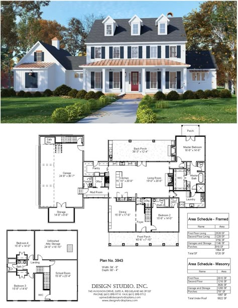 Plan #3943 | Design Studio Southern Home Blueprints, Colonial House Floor Plans Layout, Large Colonial House Plans, Modern Traditional Floor Plan, Hampton House Floor Plan, Colonial Home Layout, 2023 Home Floor Plans, French Farmhouse Floor Plans, New England House Floor Plans