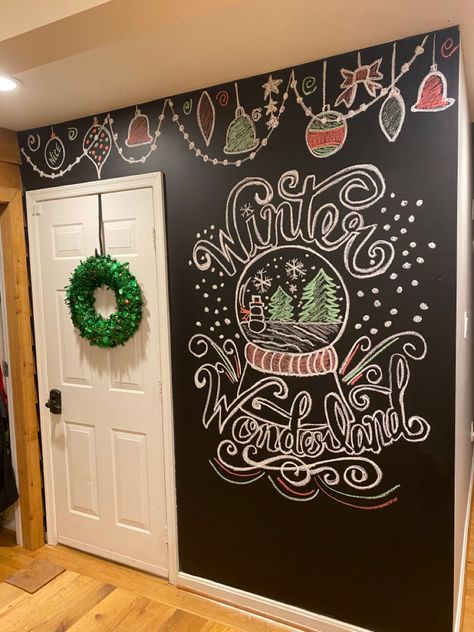 Christmas Chalkboard Wall Art, Chalkboard Wall Christmas, Christmas Chalk Wall Art, Santa Claus Chalkboard Art, Christmas Chalk Wall Ideas, Winter Wonderland Chalkboard Art, Whiteboard Art Christmas, Christmas Chalkboard Art Diy, Winter Whiteboard Ideas