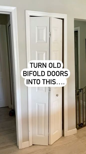 Replacement For Bifold Doors, Bifold Door Repurpose, Alternative To Accordion Doors, Water Closet Door Ideas, Converting Bifold Doors To French Doors, Change Bifold Doors To French Doors, Interior Door Alternatives, Repurpose Closet Doors, Bifold Door Replacement Ideas