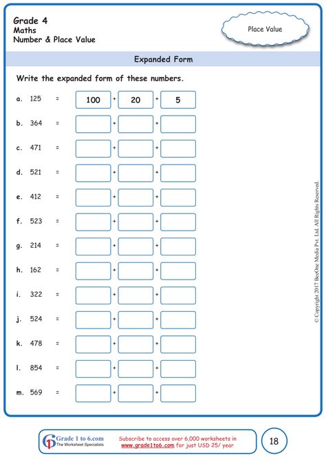 Expanded Form of a Number Worksheets Grade 4|www.grade1to6.com Expanded Numbers Worksheet, Expanded Form Worksheet For Grade 1, Maths Worksheets Grade 4, Grade 4 Maths Worksheets, Maths Worksheets Grade 2, Free Place Value Worksheets, Grade 4 Math Worksheets, Math Worksheets For Grade 1, Expanded Form Worksheets