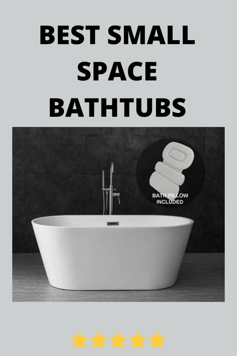 To help you out, we did some research and compiled a list of the best small space bathtubs. Keep reading to learn more. #gotinyspace Bathtub Design Small Spaces, Deep Tub Small Bathroom, Small Bath Tub Ideas, Bathtub Small Space, Small Bathtub Ideas, Small Bathtubs, Tiny Bathtub, Tiny Bathroom Makeover, Bathtubs For Small Bathrooms