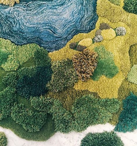 A mossy knoll but actually carpet at @chambernyc curated by @andrewzuckerman Carpet Inspiration, Architecture Drawing Presentation, Moss Rug, Fairy Home, Shag Carpet, Woven Carpet, Moss Art, Chic Spaces, Diy Rug