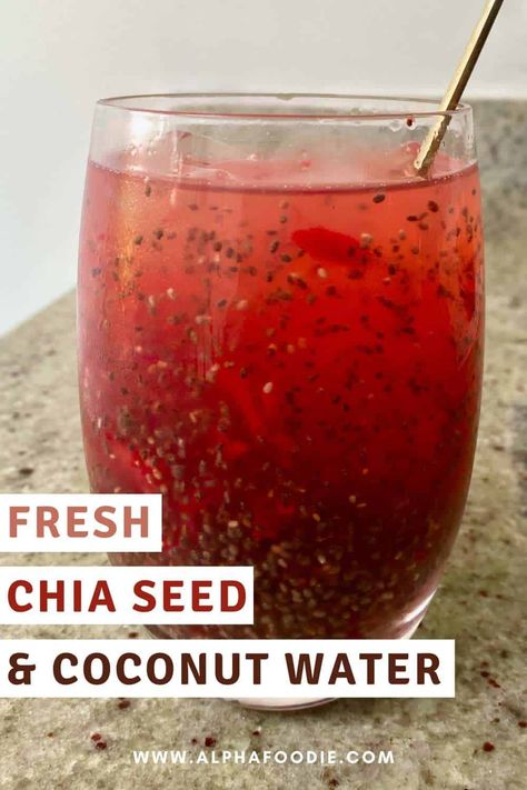 This chia Fresca combines coconut water, chia seeds, lemon juice, and a special bonus of fresh fruit for a hydrating chia seed drink packed with protein, nutrients. A natural "energy drink"! Whip up a large batch in the morning and sip on it for a nourishing coconut water drink throughout the day! Coconut Water Drink, Chia Fresca, Coconut Water Drinks, Chia Seed Drinks, Chia Seed Water, Natural Energy Drinks, Healthy Nutrition Plan, Healthy Food Facts, Water Drink