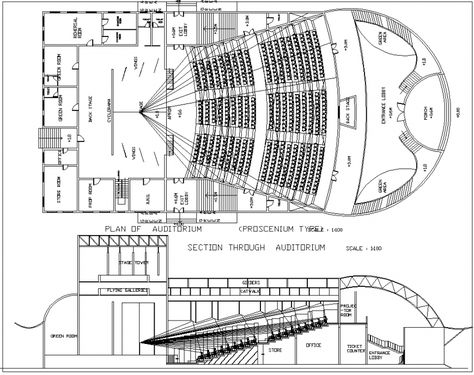 Section through auditorium plan and section autocad file Auditorium Architecture, Cinema Plan Architecture, Convention Center Plan, Auditorium Section, Cinema Plan, Theatre Plan, Auditorium Plan, Theater Plan, Window Chair