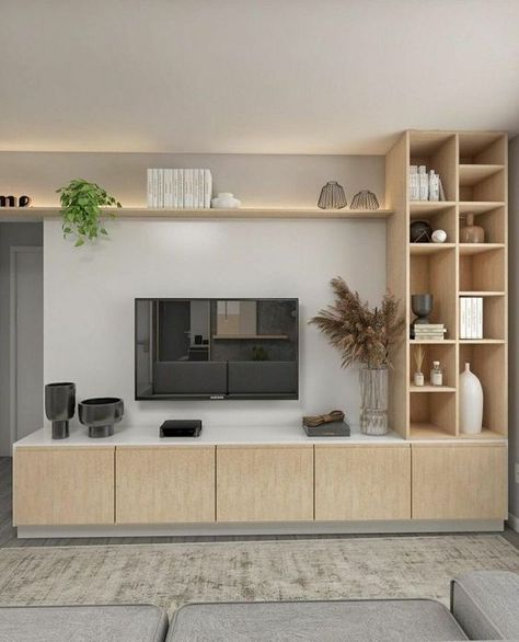 Upstairs Lounge, Built In Shelves Living Room, Living Room Wall Units, Living Room Built Ins, Living Room Tv Unit, Living Room Design Inspiration, Ideas Living Room, Home Design Living Room, Living Room Tv Wall