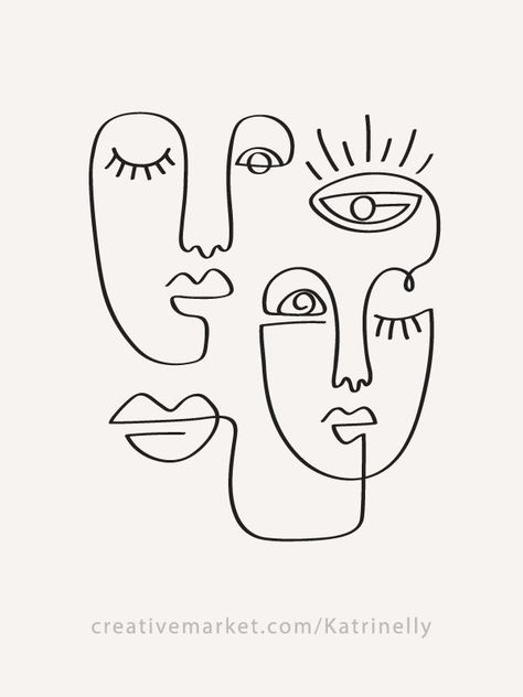 Girl Illustration Art, One Line Drawings, Art Abstrait Ligne, ポップアート ポスター, Face Line Drawing, 30 Fashion, Single Line Drawing, Primitive Art, Abstract Face Art