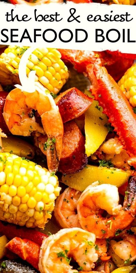 Crab Legs And Shrimp Boil, Crab And Shrimp Boil, Dinner With Sausage, Crab Boil Recipe, Seafood Boil Recipe, Seafood Broil, Corn And Potatoes, Shrimp And Crab Boil, Seafood Boils