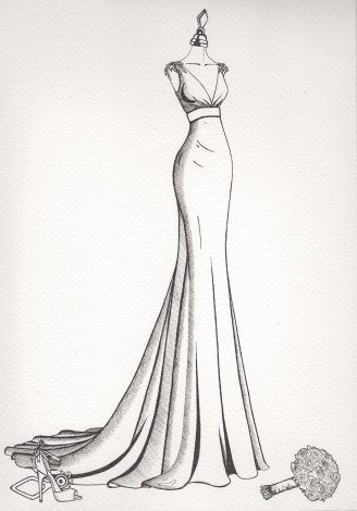 Wedding Dress Sketch, Sketch Dress, Wedding Dress Drawings, Mode Poses, Wedding Dress Illustrations, Dress Sketch, Sketches Drawing, Wedding Dress Sketches, Fashion Figure Drawing