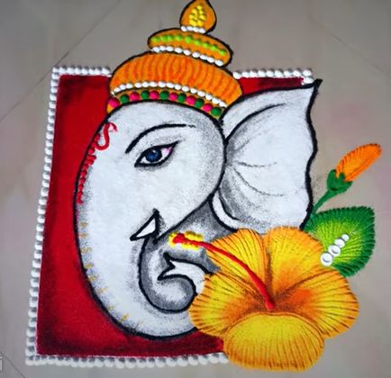 Kanha Ji Rangoli Design, Rangoli Ganpati Simple, Ganapati Bappa Rangoli, Ganesh Rangoli Design Ganesha, Ganapati Rangoli Designs Latest, Ganesh Wall Painting, Easy Ganpati Rangoli Design, Cartoon Rangoli Designs Diwali, Ganesh Rangoli Design Simple