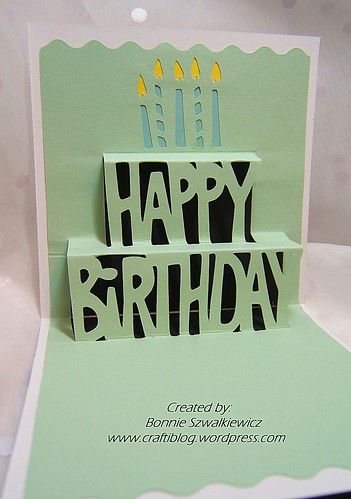 Today’s samples are the “insides” of future cards both made using the cartridge Simple Pop Up Cards. The first one that we assembled was the Happy Birthday pop up. The card is com… Birthday Cards Pop Up, Diy Pop Up Birthday Card, Simple Pop Up Cards, Birthday Card Diy Ideas, Popup Birthday Cards, Birthday Pop Up Cards, Pop Up Card Ideas, Pop Up Birthday Cards, Pop Out Cards