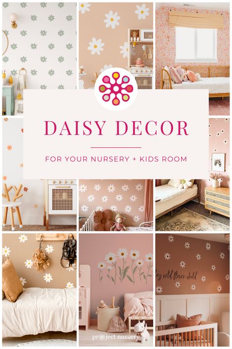 We can’t get enough of daisy nursery decor! So we’ve curated daisy decor from every corner of the design market—from daisy wall decals and wallpaper, to daisy room accessories and even daisy themed furniture—so you can add this nursery trend to your life! Flower Playroom, Girl Wall Decals, Girl Nursery Wall Decals, Daisy Themed Room, Daisy Themed Bedroom, Daisy Nursery Ideas, Daisy Room Decor Ideas, Daisy Room Ideas, Daisy Wall