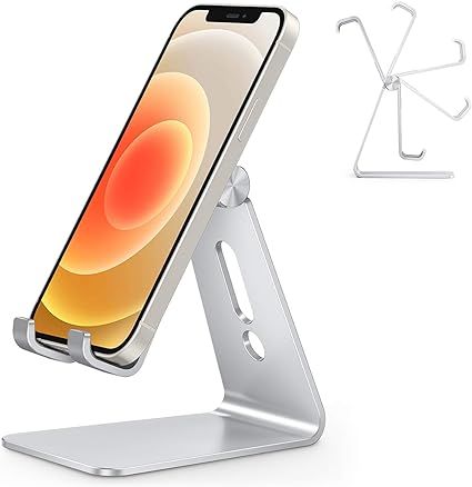 Amazon.com: Adjustable Cell Phone Stand, OMOTON Aluminum Desktop Cellphone Stand with Anti-Slip Base and Convenient Charging Port, Fits All Smart Phones, Silver : Cell Phones & Accessories Cellphone Stand, Foldable Phone, Cell Phone Stand, Smart Phones, Phone Stand, Phones Accessories, Phone Holder, Cell Phones, Iphone 15