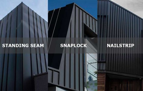 Colour Bond Exterior Cladding, Colourbond Cladding House Exterior, Colour Bond Cladding, Cladding House Exterior, Exterior Cladding Ideas, Zinc Cladding, Roof Cladding, Exterior Wall Cladding, Modern Roofing