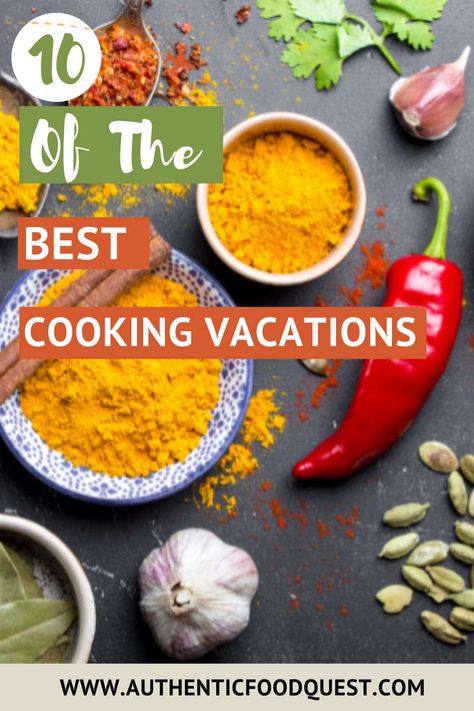 Do you love to cook? Do you want to travel and learn about new cultures? Check out this guide to cooking vacations around the world. From Italy to Thailand, there's a cooking vacation for everyone. Learn about local cuisine and customs while enjoying some of the best food in the world. | Authentic Food Quest Buying A Business, Culinary Cooking, Culinary Travel, Travel Inspiration Destinations, Beautiful Travel Destinations, Authentic Recipes, Italy Vacation, What To Cook, Best Food