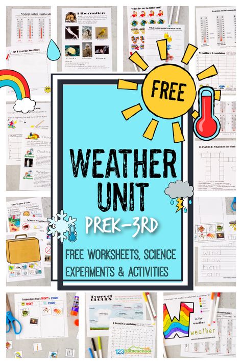 Weather Worksheets For Kids, Weather Printables, Weather Unit Study, Weather Activities For Kids, Cycle For Kids, Weather Lessons, Weather Worksheets, Solar System Projects, Weather Science