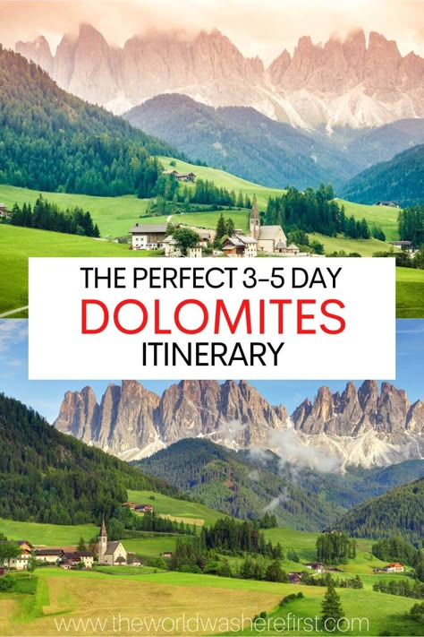 This Dolomites itinerary is perfect for those planning a trip to this gorgeous region in Northern Italy! Dolomites Photography, Dolomites Hiking, Mountains Italy, Best Places In Italy, Val Gardena, Dolomites Italy, Ultimate Road Trip, Road Trip Europe, Europe Trip Itinerary