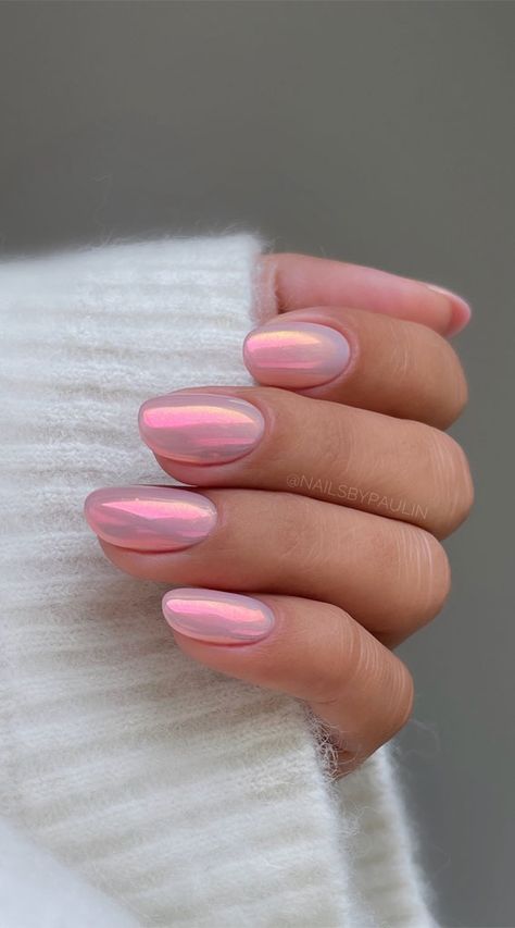 Blush Chrome Nails, Nail Designs Simple Classy, Spring Nail Designs Simple, Chrome Short Nails, Euphoria Nails, Pink French Nails, Spring Nail Designs, Cute Spring Nails, Nail Art Designs Videos