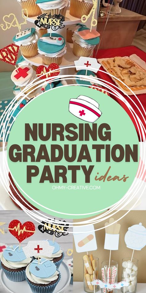 Ready to celebrate becoming a nurse? Check out our Nursing Graduation Party Ideas to make your big day extra special! From syringe-themed snacks to stethoscope decorations, we’ve got all the creative tips to honor your hard work and dedication. Whether you're planning a small gathering or a big bash, make sure your new nurse feels special and appreciated. Start planning an unforgettable party with Oh-My Creative!  #NursingGraduation #NursingGraduationIdeas #PartyInspiration #NurseParty Nurse Themed Appetizers, Nurse Themed Desserts, Graduation Party Ideas For Nurses, Nursing School Graduation Cupcakes, Nursing Graduation Food Ideas, Nurse Graduate Party Ideas, Nurses Graduation Party Ideas, Medical Themed Food, Nurse Themed Snacks