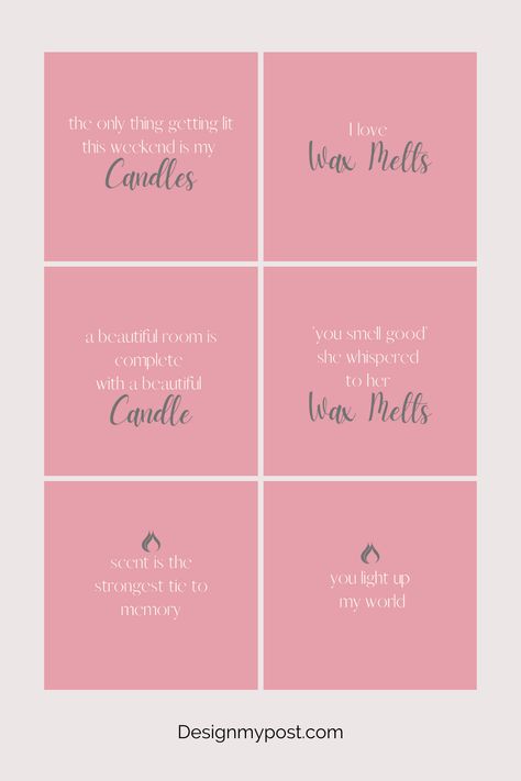 Pink Social Media, Candle Quotes, Candles Photography, Quote Board, Candle Wax Melts, Beautiful Candles, Candle Shop, Fb Page, Social Media Graphics