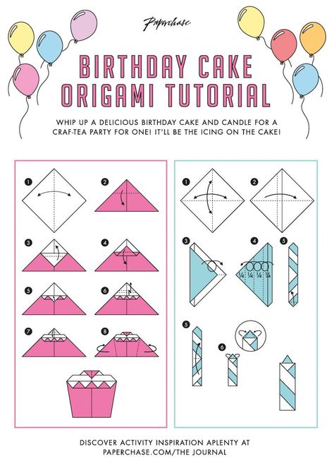 Origami Birthday Party, Birthday Origami, Ideas To Do When Bored, Origami Cake, Origami Crown, Present Wrapping Ideas, Bunting Template, Craft Hacks, Origami Step By Step