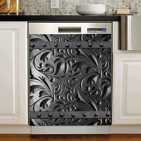 PRICES MAY VARY. Update Old Appliance - Dog Magnet affixes instantly to the front of your dishwasher or fridge,cabinet giving it a custom decorator look. Designer dishwasher panels are kitchen art that enhances decorating ideas and brings a sense of depth and style to the most used room in your house. Size - 3D Metal Flower Pattern Sticker Dishwasher Covers have 2 sizes, small and large. S- 23Wx17H inches; L-23Wx26H inches.Easily To Trim and stick,new brand magnet for dishwasher,fridge,any home White Cabinets, Flat Design, Dishwasher Cover, Airbnb Design, Dishwasher Magnet, Batik Pattern, Metal Flower, Kitchen Decor Items, Kitchen Art