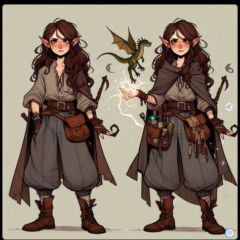 Melora and Llarkh Ranger Cosplay Female, Female Druid Outfit, Dnd Character Outfit Ideas, Dnd Costume Design, Gnome Aesthetic Dnd, Ren Faire Alchemist, Dnd Halfling Character Design, D&d Character Inspiration, Gnome Druid Female