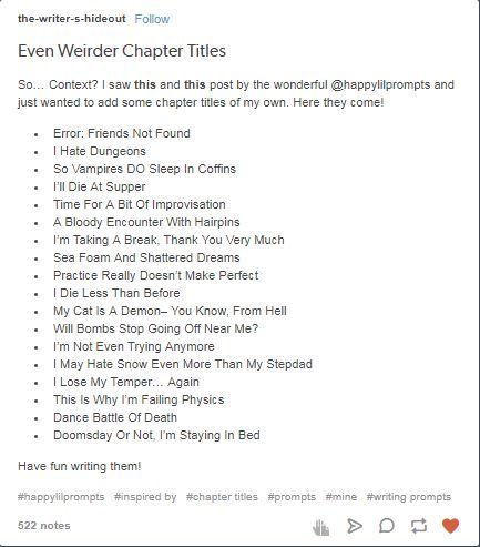 Odd chapter names First Chapter Name Ideas, Fantasy Book Chapter Title Ideas, Names For Chapters, Opening Chapter Ideas, Fantasy Chapter Titles, Fantasy Story Title Ideas, Funny Chapter Names, Boarding School Names, Fantasy Title Ideas